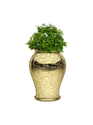 Qeeboo Fioriera Ming Planter and Champagne Cooler Metal Finish in polietilene